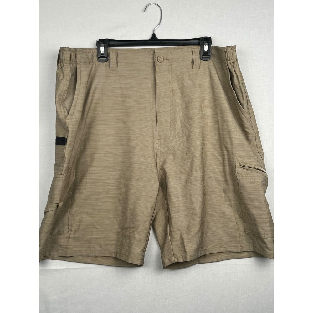 Reel Legends Performance Cargo Shorts Mens XL Khaki Tan Stretch Fishing Outdoor